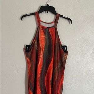 SHEIN Red and Black Abstract Tank Top